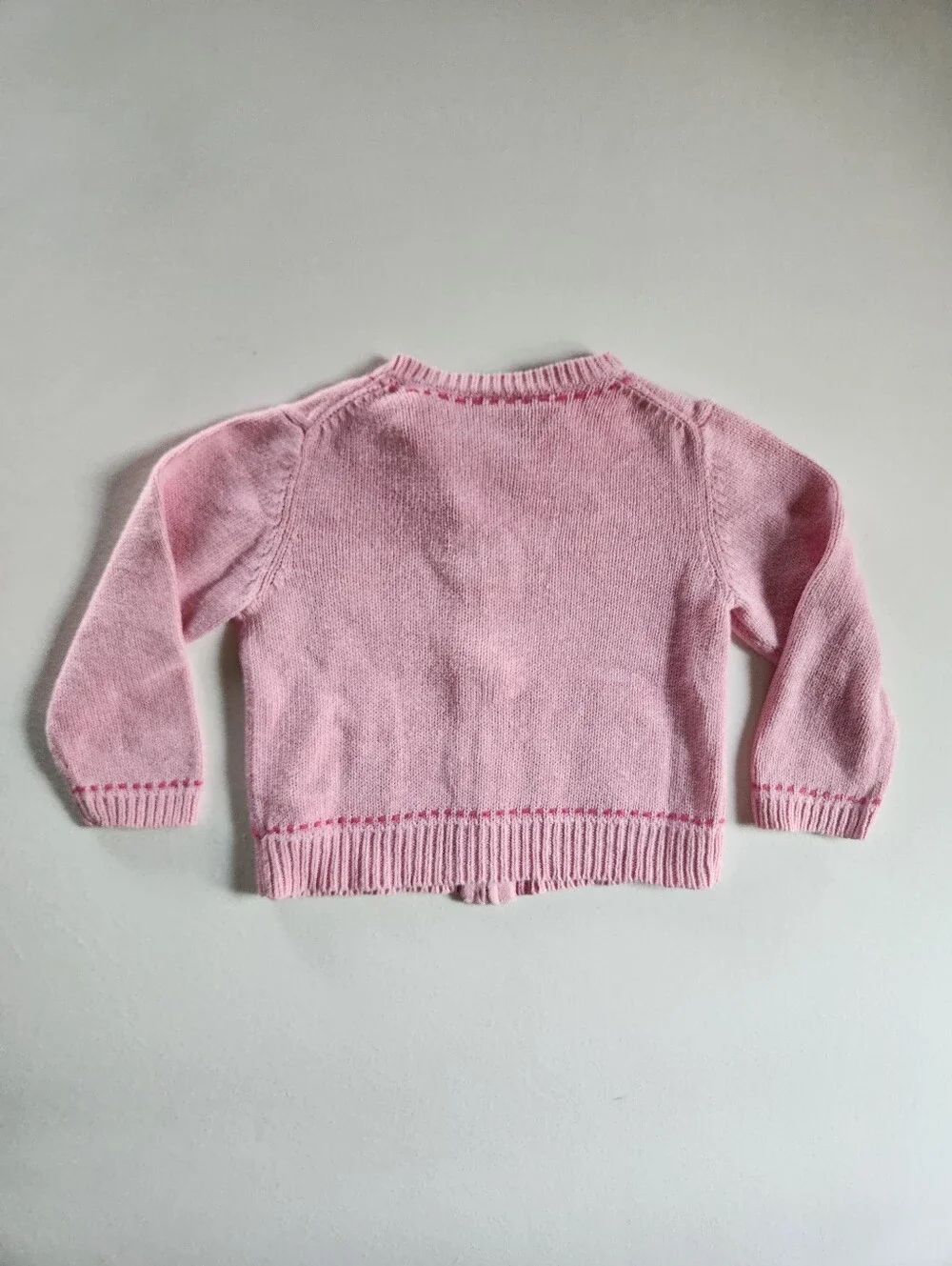 Cottagecore Patchwork Cat Apple Oshkosh Knit Pink Cardigan Sweater Sz 4/4T